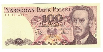 Polska 100 zł  1988 r UNC seria TT