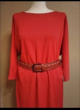 Sukienka Midi niegniotąca Ołówkowa czerwona 42 XL