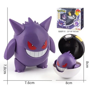 Figurka Pokemon Pikachu Gengar + Pokeball 