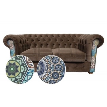 SOFA CHESTERFIELD MARCH Z BIGLEM WZÓR MANDALA 2,5 