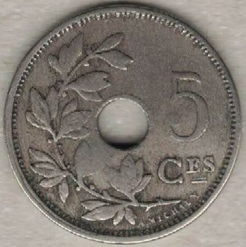 Belgia 5 centymów 1922 Q 19 mm