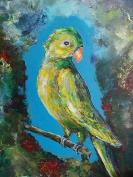 Obraz zielona papuga