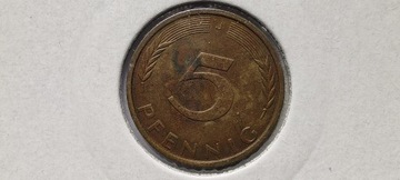 Niemcy 5 fenigów, 1973 r. Znak menniczy „J”. #S41