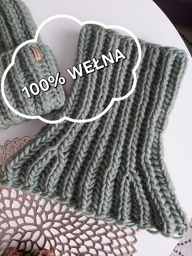 Komin golf handmade ręcznie robiony wełna szałwia