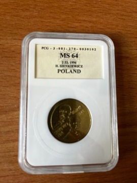 2 zł 1996 Henryk Sienkiewicz NGC MS 66