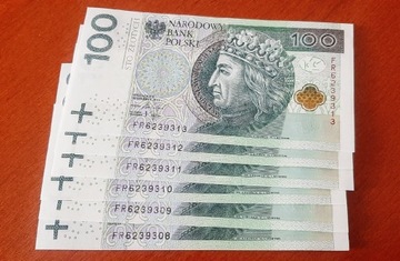 100 zł banknoty seria kolejnych numerów FR