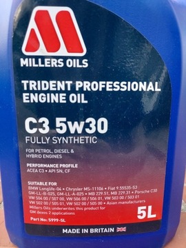 MILLERS OILS TRIDENT PROFESSIONAL C3 5W30 używany