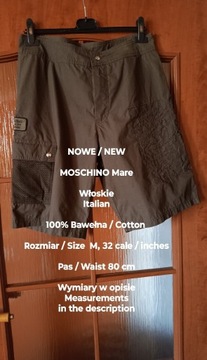 Moschino  Włoskie męskie szorty cargo, M / 32 cale