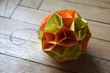 Bombka papierowa origami pomarańczowo żółta