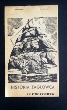 stare polskie pocztówki Historia żaglowca 12 szt. 