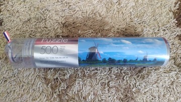 Puzzle nowe 500 elementów, wiatraki w Kinderdijk