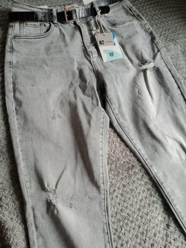 Spodnie damskie JEANS M.SARA szare r. L pasek