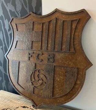 Herb "FC Barcelona" w drewnie