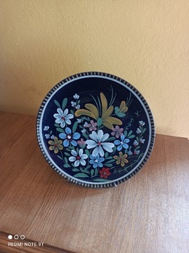 Ręcznie malowany talerz kwiaty folklor vintage 27
