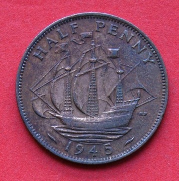 Half  Penny 1945 r -  Wielka Brytania  Stan !