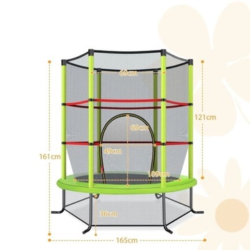 Trampolina dla dzieci z siatką i klapą 165 cm