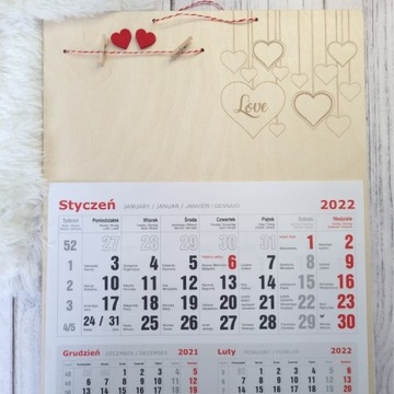 Kalendarz duży wiszący dla Zakochanych