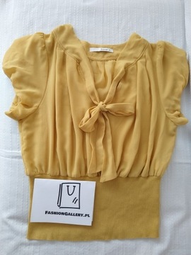 Ładna, wizytowa bluzka żółta,żorżeta Reserved r. M