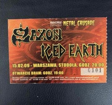 Bilet z koncertu SAXON KED EARTH 15.02.2009