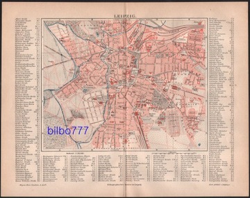 LIPSK stary plan miasta z 1888 roku