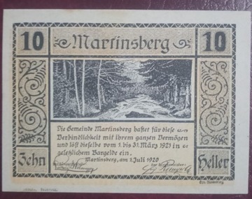 AUSTRIA 10 heller  MARTINSBERG 1920