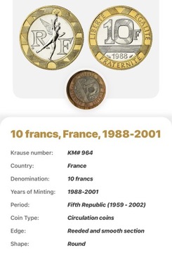 Moneta 10 francs, France