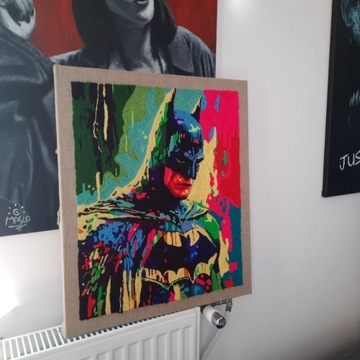 Obraz Batman ręcznie wykonany z włóczki Prezent