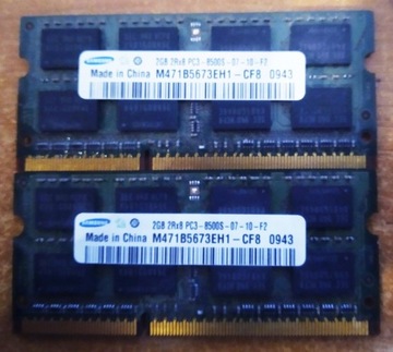 PAMIĘĆ RAM LAPTOP SAMSUNG DDR3 8500S 2X2GB 4GB