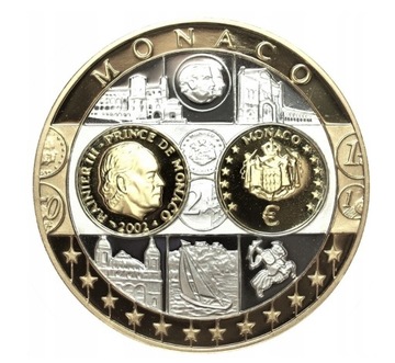 2 SZTUKI Waluta Euro Monaco AG 999 SREBRO 40 mm