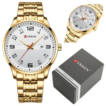Zegarek męski Curren na bransolecie złoty + BOX