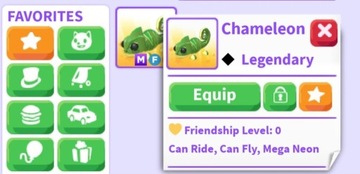 Adopt me! Chameleon Mega, fly, ride