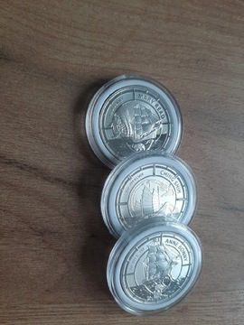 Srebrne monety kolekcjonerskie 3 szt 