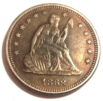 Seated Liberty Quarter Dollar 1868 1/4 dolara