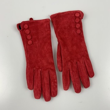 H&M czerwona skorzane rękawiczki eleganckie S