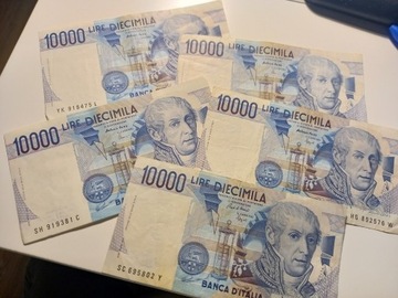 Banknoty - liry włoskie 10 000 lire