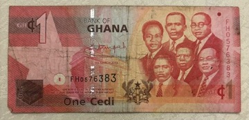 banknot, 1 one cedi, Ghana, r. 2013