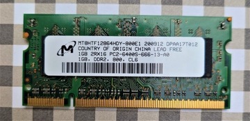 RAM DDR2 1GB 6400 800 MHz MICRON