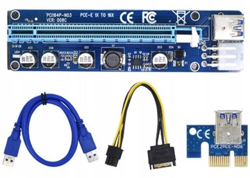 Riser 008c PCI-E 1x 16x, kabel USB 3.0   - 4szt.