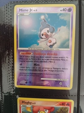 Polska Karta Pokemon Mime Jr. Reverse Holo 90/130 Played Diament i Perła