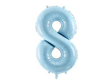 Balon foliowy cyfra "8" niebieski, pastelowy 86 cm
