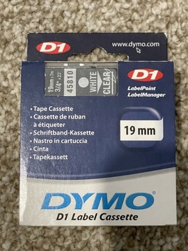 Oryginalna taśma DYMO D1 19mm, white/clear - 45810