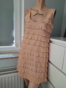 H&M Sukienka z falbanką z falbankami letnia na lato nna wesele krótka mini