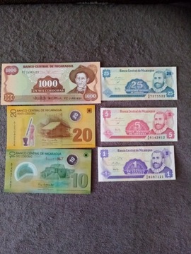 Zestaw banknotów Nikaragua 