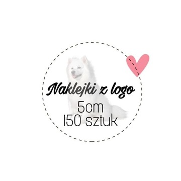 Naklejki z logo 5cm - 150 sztuk własny projekt