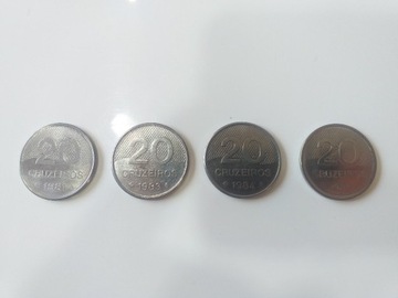 4 monety po 20 cruzeiros Brazylia