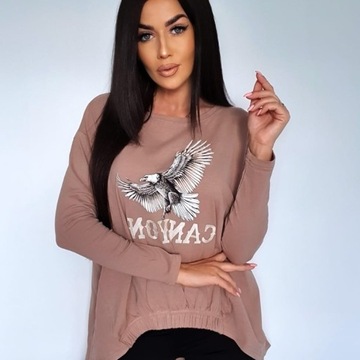 Bluza/bluzka wyszywany napis, beż S/M/L