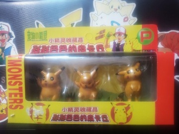 Nowe Figurki Pokemon Pikachu 3 szt zestaw pudełko