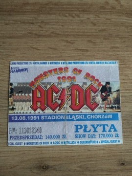 BILET na koncert ACDC 13.08.1991 Stadion Śląski 