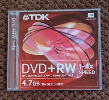 TDK Nowa w folii DVD+RW 4.7GB wielokrotny zapis 1 szt w pudełku