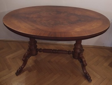 Duży stół owalny Ludwik Filip antyk